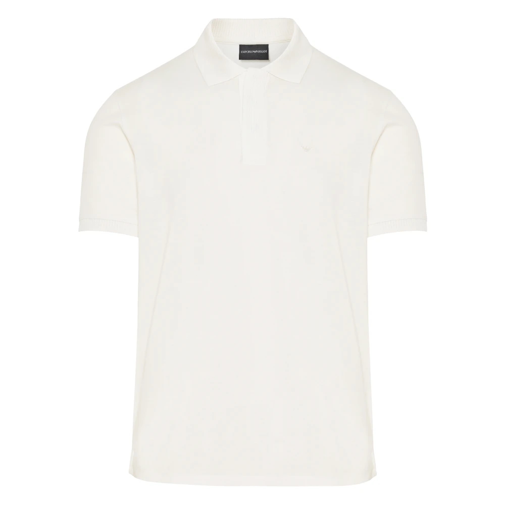 Emporio Armani Men's White Cotton Polo Shirt With Embroidered Logo
