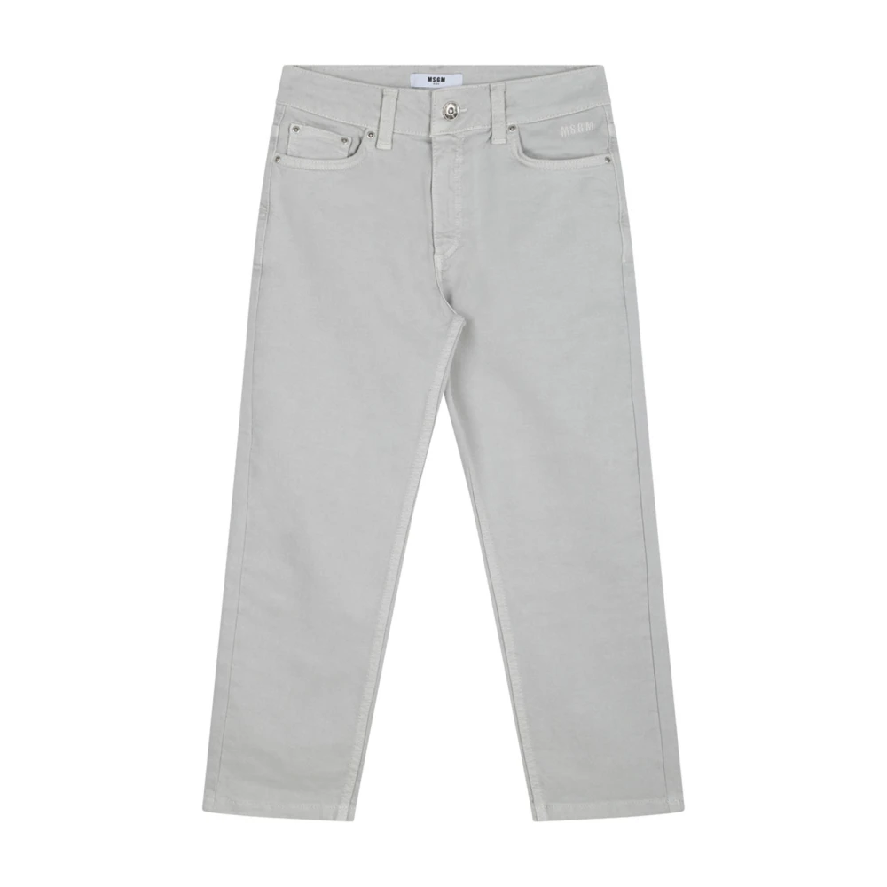 Msgm Gray Trousers, Female, 8 Y, Heather Grey Kids Jeans