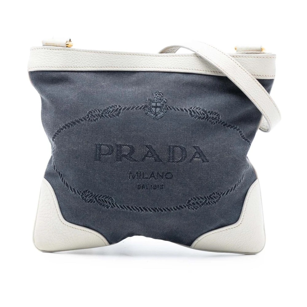 Prada Vintage Women's Blue Pre-Owned Textile Crossbody Bag