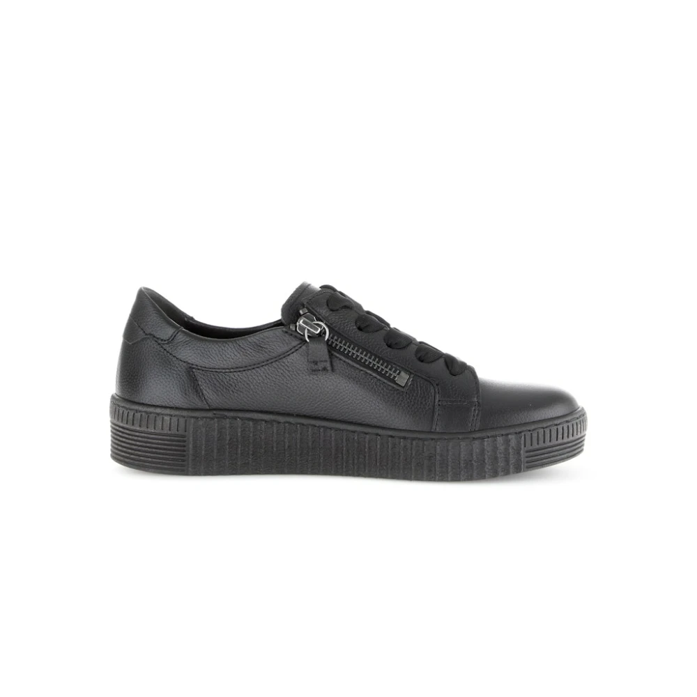 Gabor Leren sneaker met zijrits Dames Schoenen Zwart