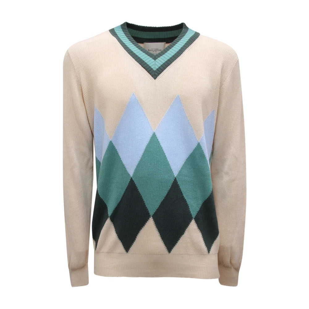 Ballantyne Men's Cotton V-Neck Sweater, Made In Italy