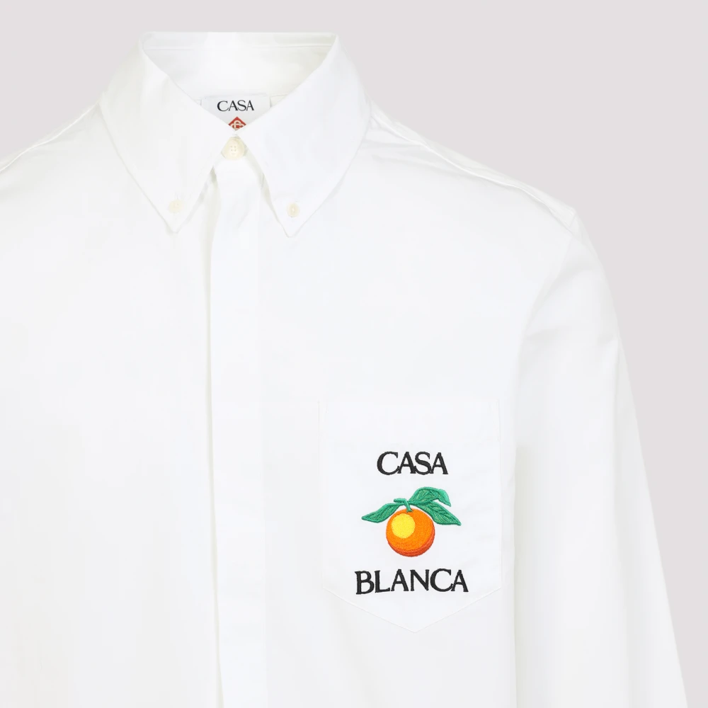 Casablanca Witte Katoenen Overhemd voor Mannen White Heren