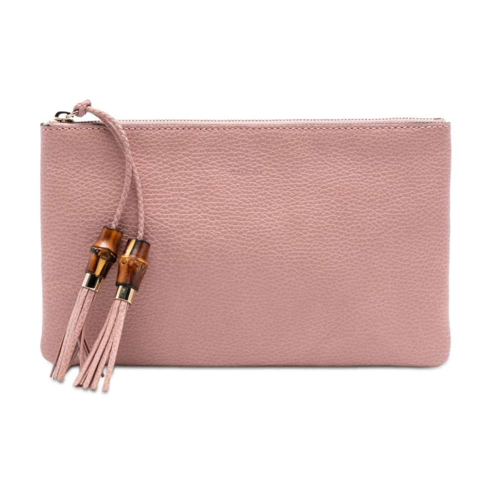 Gucci Vintage Women's Pink Vintage Clutches, One Size, Pre-Owned Leather Zip Pouch