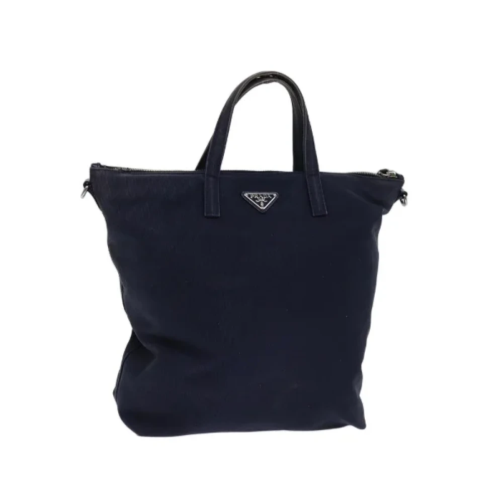 Prada Vintage Pre-owned Cotton handbags Blue Dames