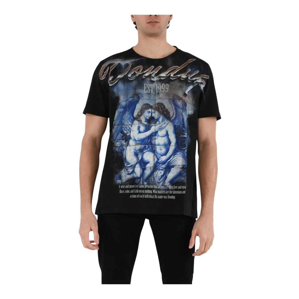 Dondup Jersey T-shirt met voor- en achterprint Black Heren