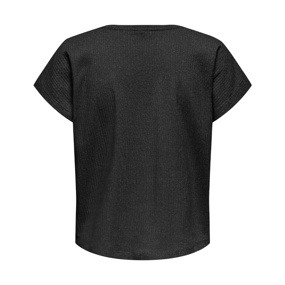 Only Korte Mouw V-Hals Blouse Top Black Dames