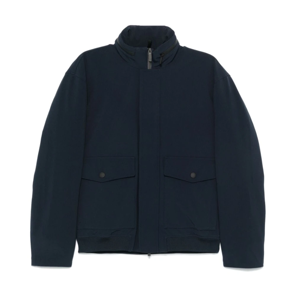 Woolrich Marinblå Texturerad Jacka Blue, Herr