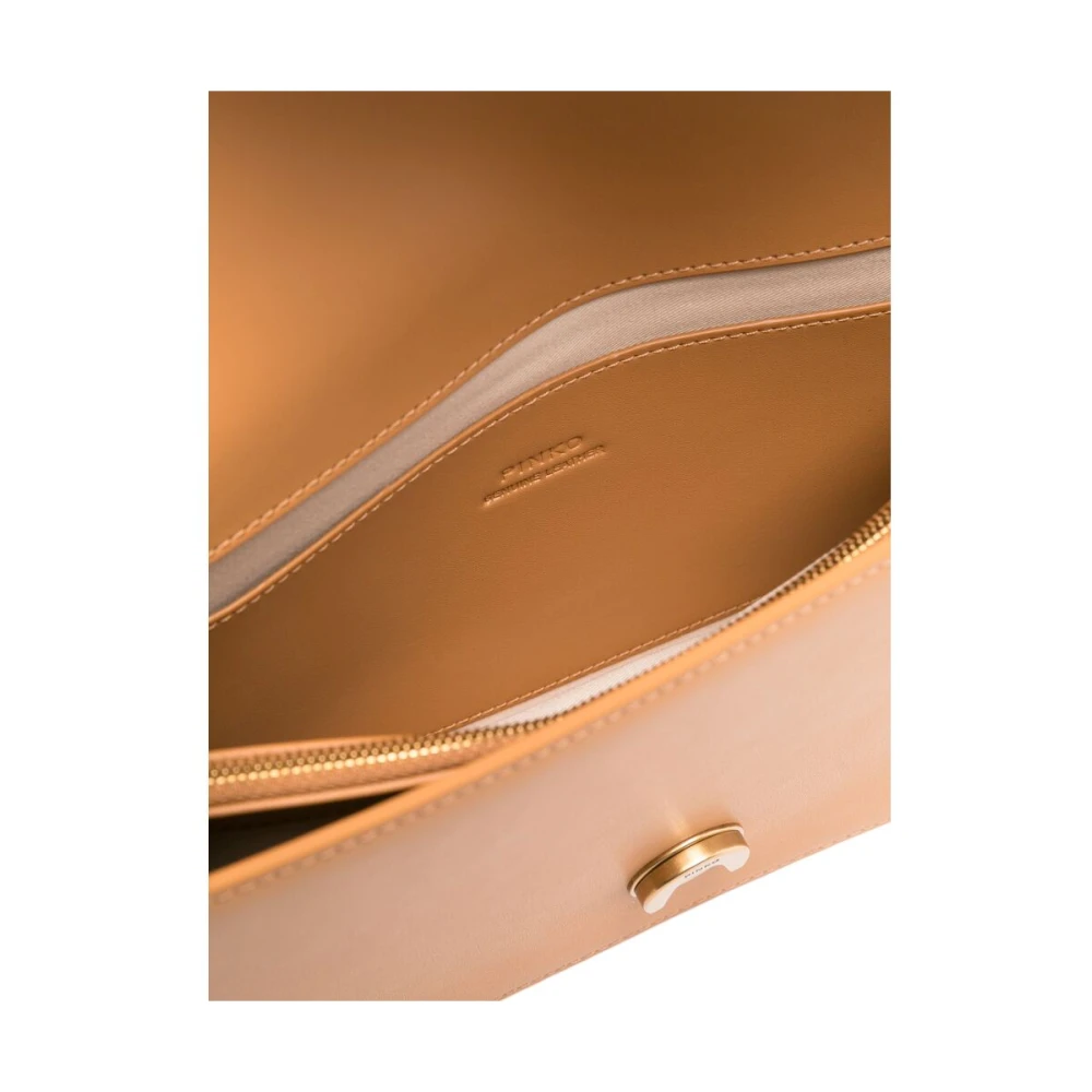 pinko Bruine leren schoudertas met ketting Brown Dames