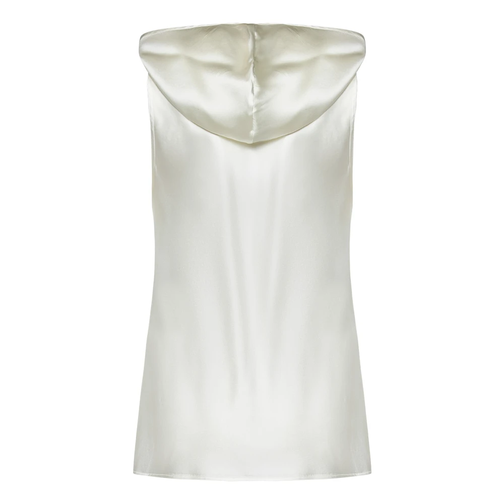 pinko Witte Zijden Satijnen Hoodie Top White Dames