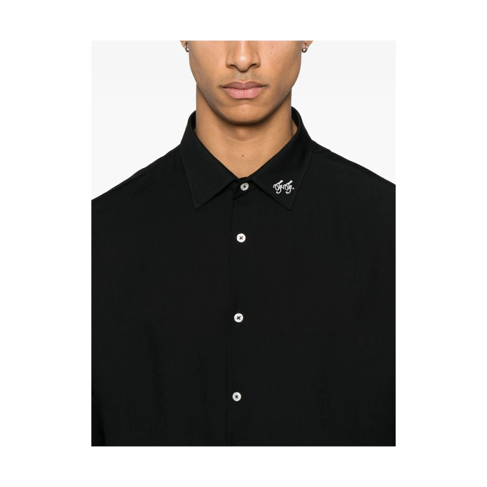 Family First Zwarte Button-Up Shirt met Logo Kraag Black Heren