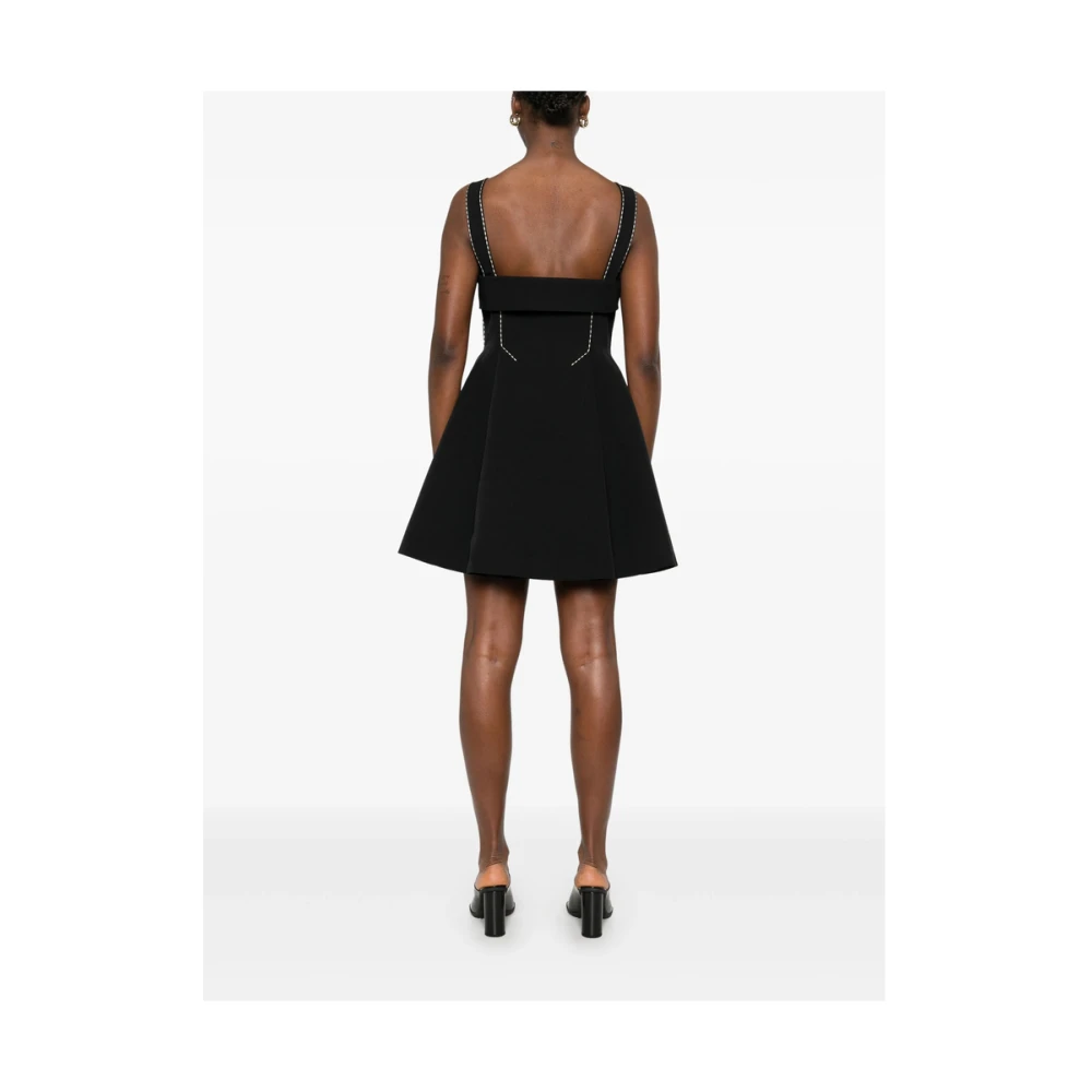 Stine Goya Zwarte Jurk met Vierkante Hals en Plooien Black Dames