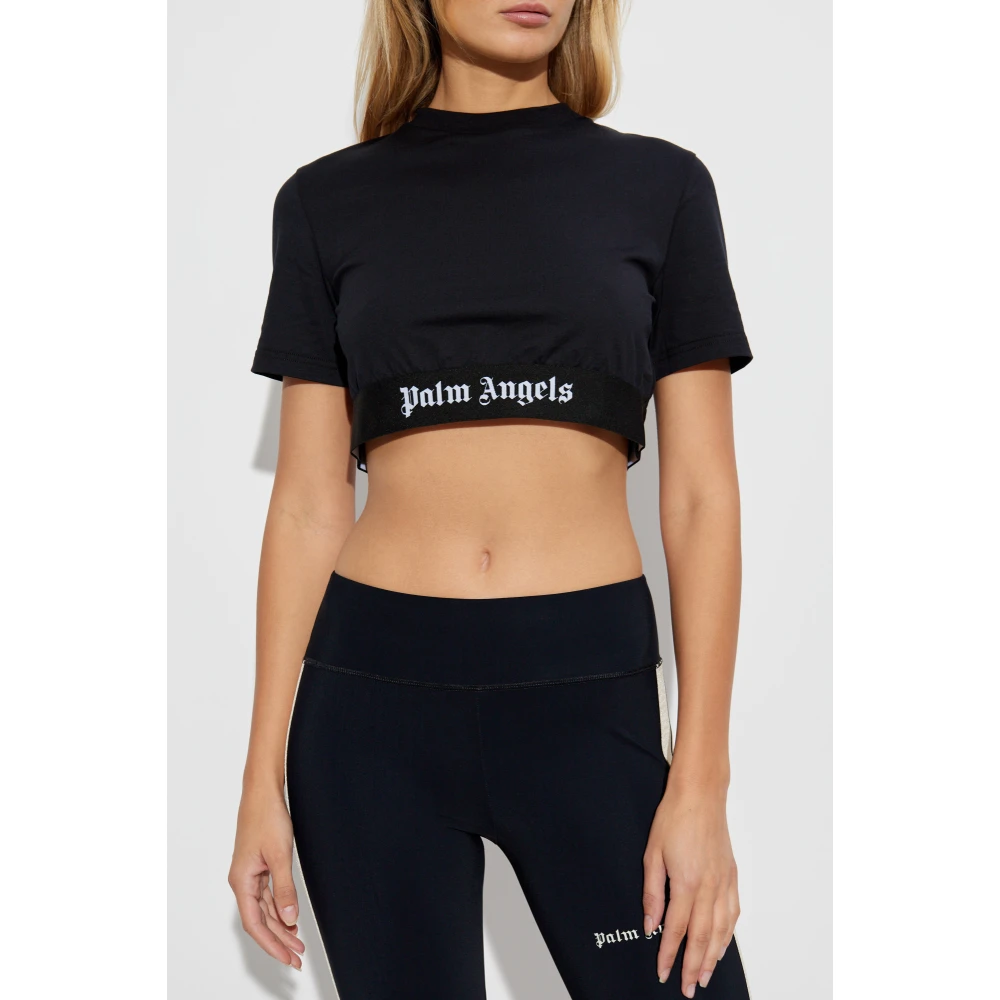 Palm Angels Top met logo Black Dames