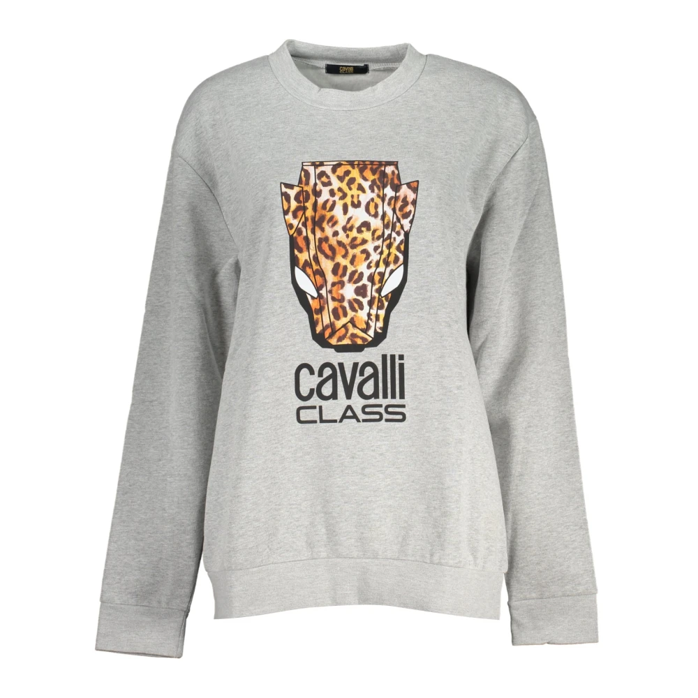 Cavalli Class Grijze Geborduurde Sweater met Lange Mouwen Gray Dames