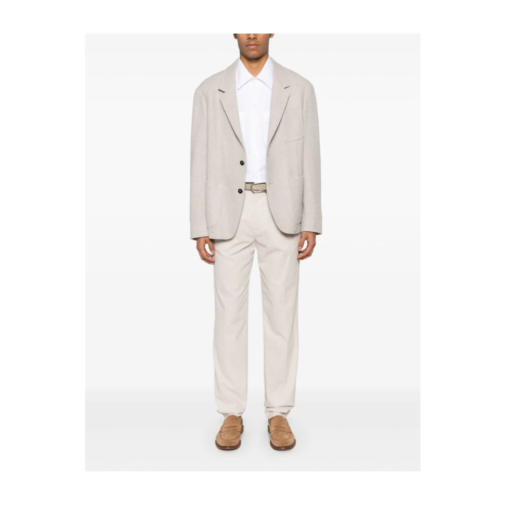 BRUNELLO CUCINELLI Beige Geplooide Broek met Zakken Beige Heren