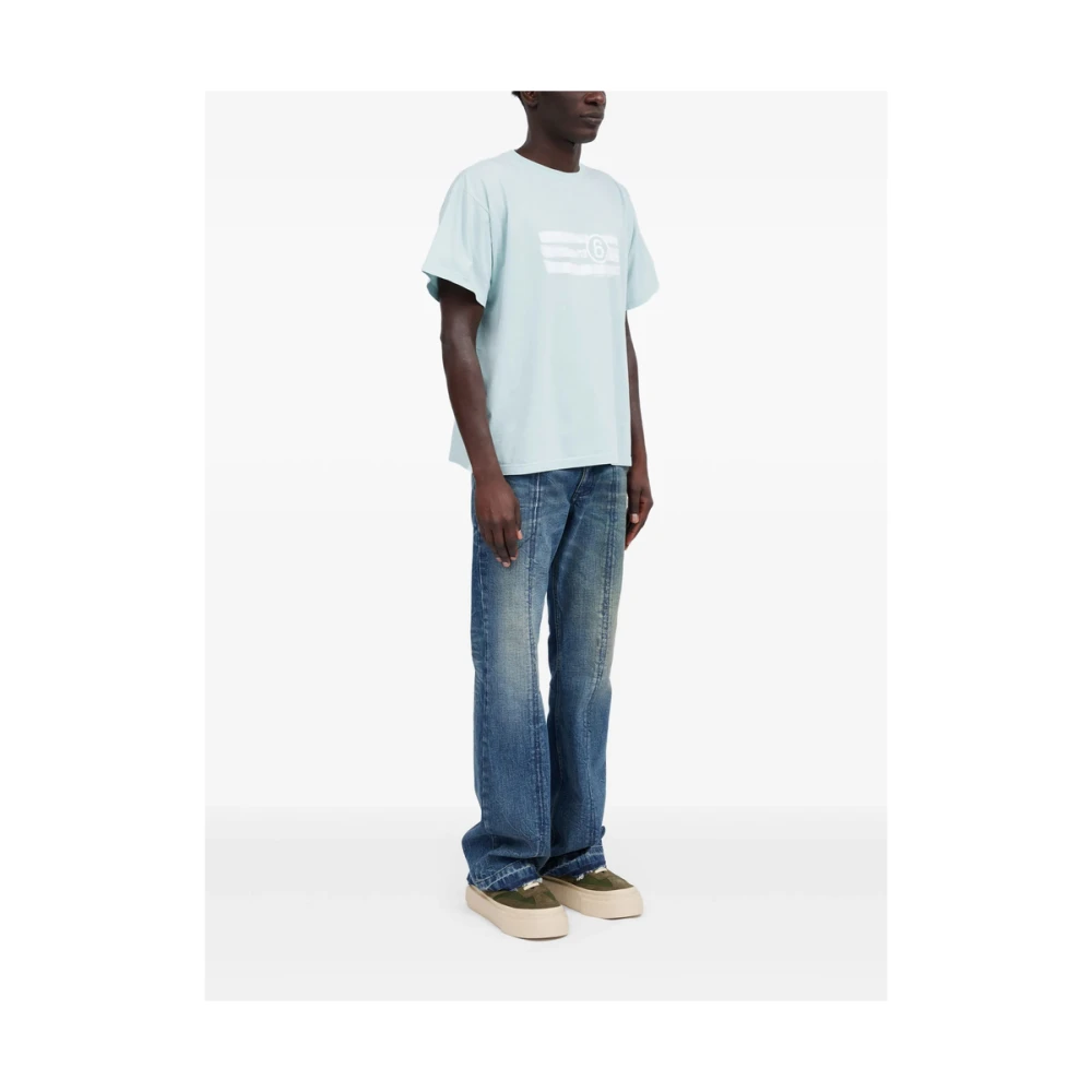 MM6 Maison Margiela Blauw Crew Neck T-shirt Blue Heren