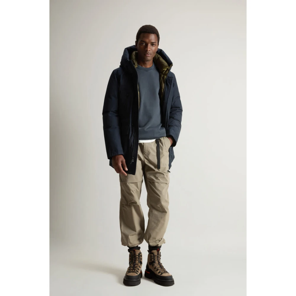 Woolrich Blauwe Crewneck Melton voor Mannen Blue Heren