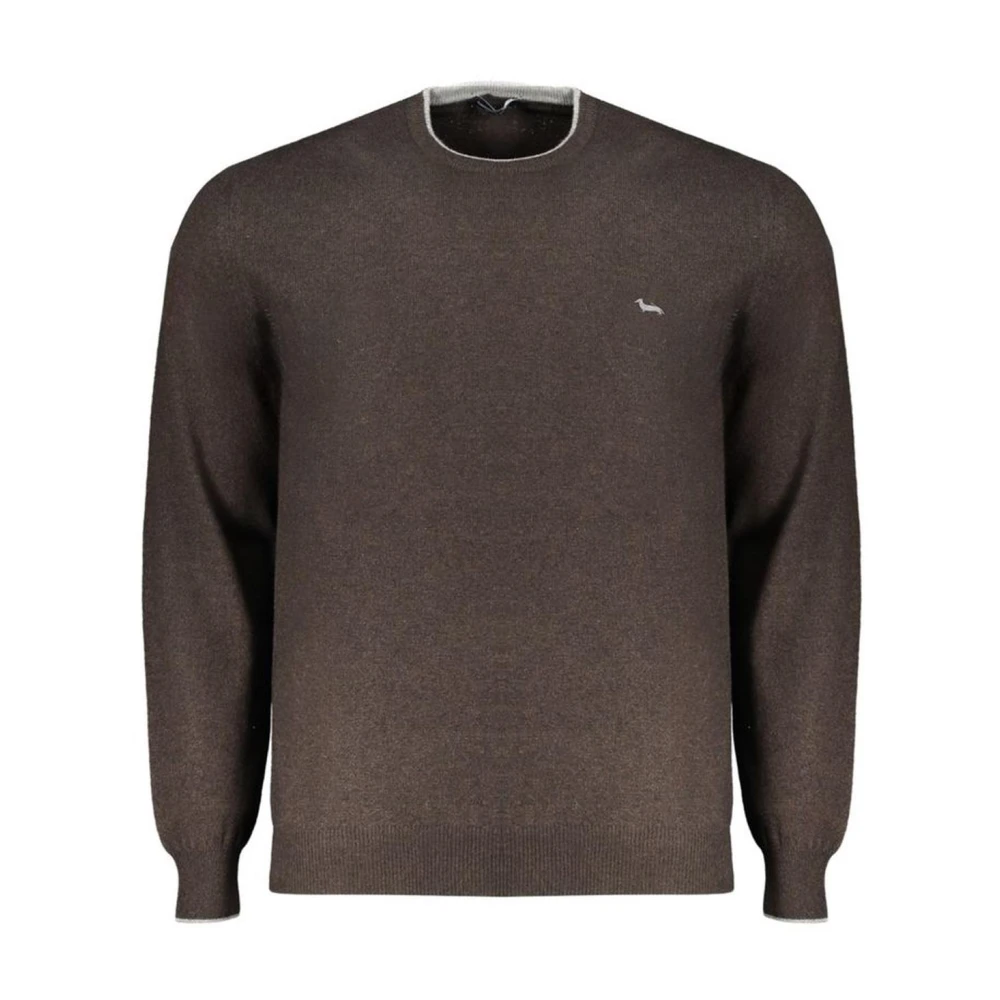 Harmont & Blaine Men's Brown Round-Neck Knitwear,, Cashmere Jumper With Contrast Details And Embroidery 2XL