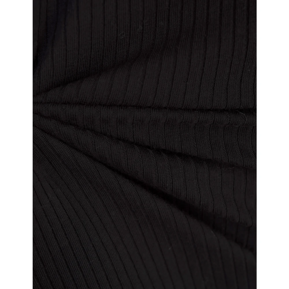 Marni Zwart Ribgebreide Top met Rode Stiksels Black Dames