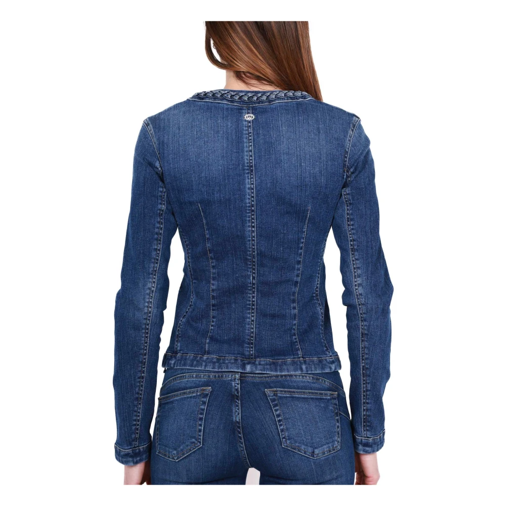 Liu Jo Blauwe spijkerjasje met vlechtdetail Blue Dames