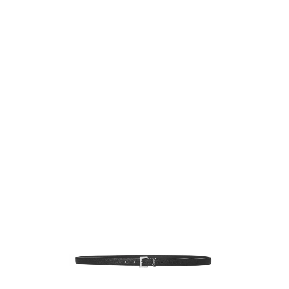 Saint Laurent Men's Black Cassandre Thin Belt