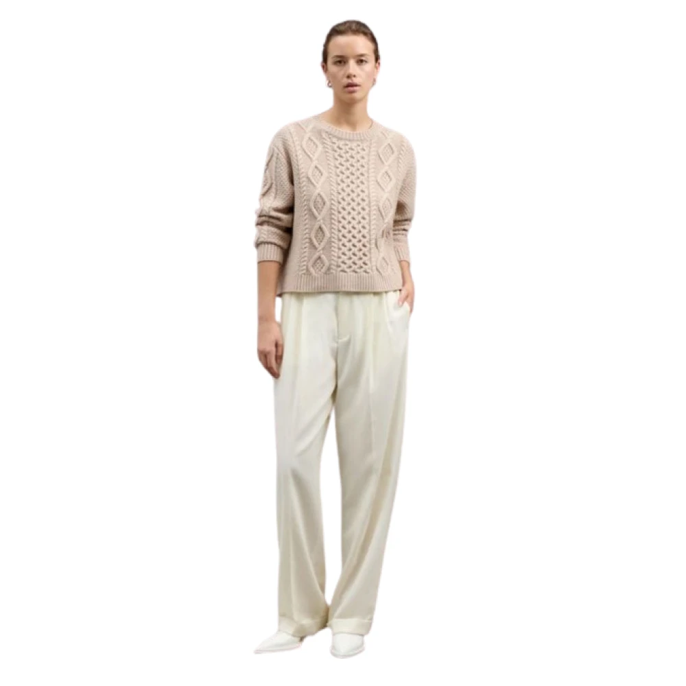 Peuterey Zachte Cashmere Blend Trui met Aran Motief Beige Dames