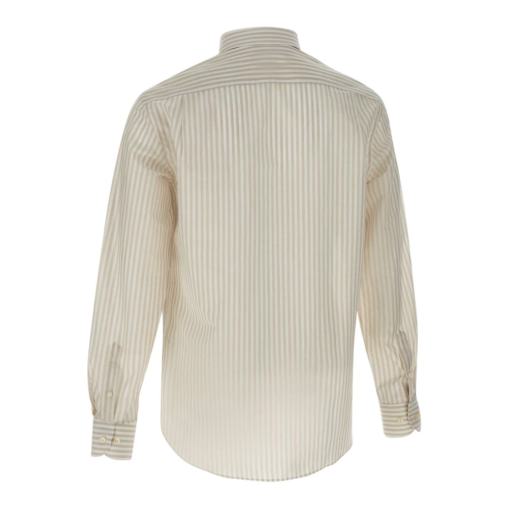 PAUL & SHARK Verticaal Gestreept Katoenen Popeline Overhemd Beige Heren