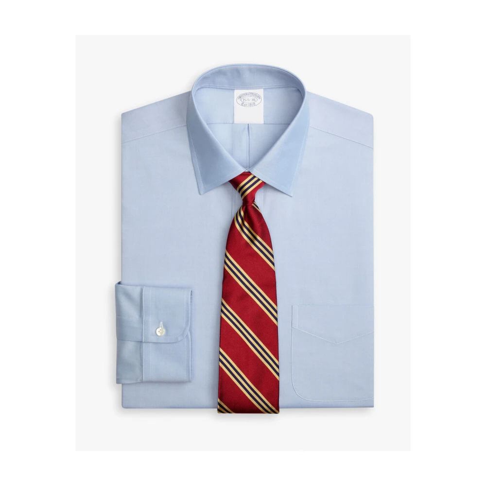 Brooks Brothers Lichtblauw Regular Fit Non-Iron Stretch Katoenen Overhemd met Ainsley Kraag Blue Heren