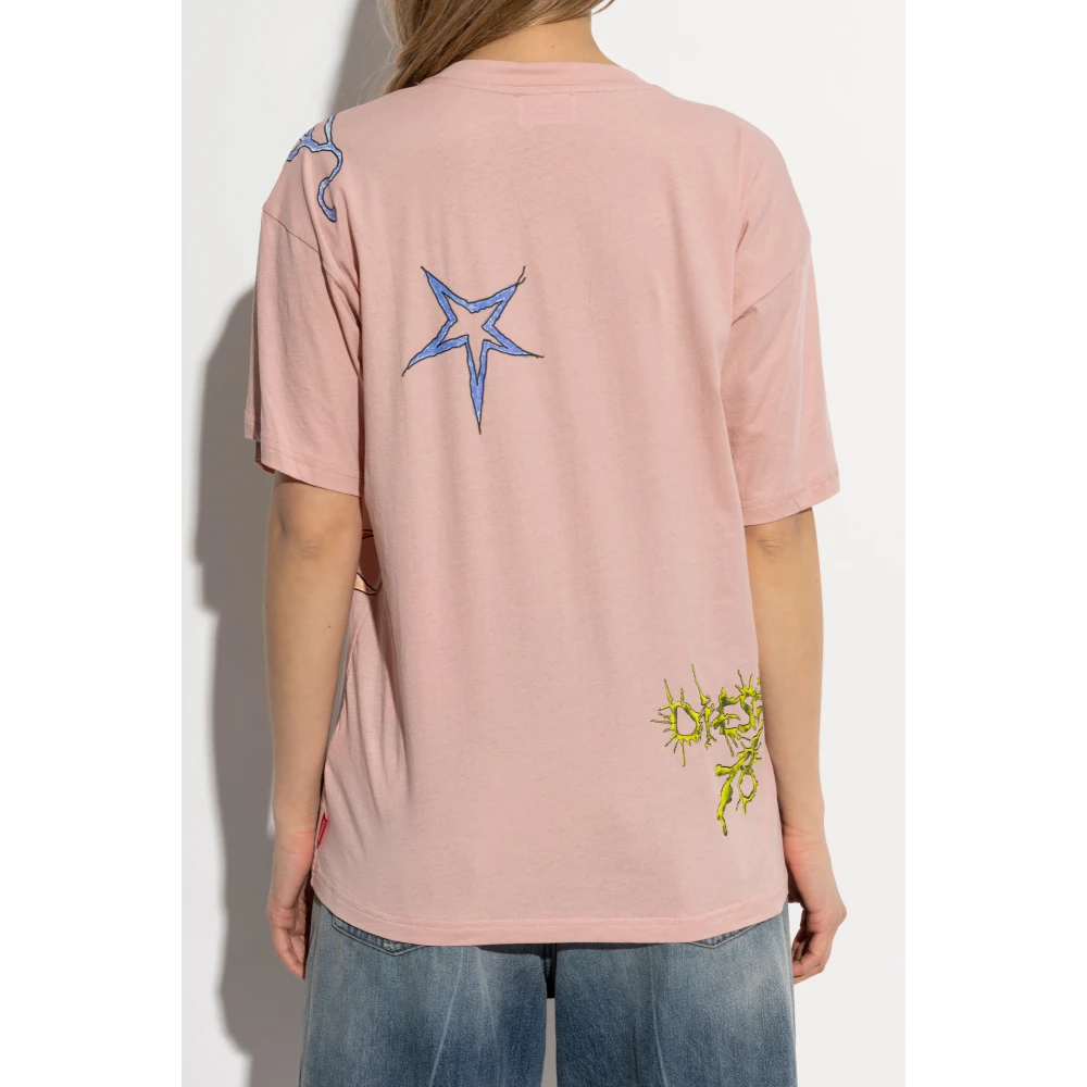 Diesel T-shirt T-Buxt-Q1 Pink Dames