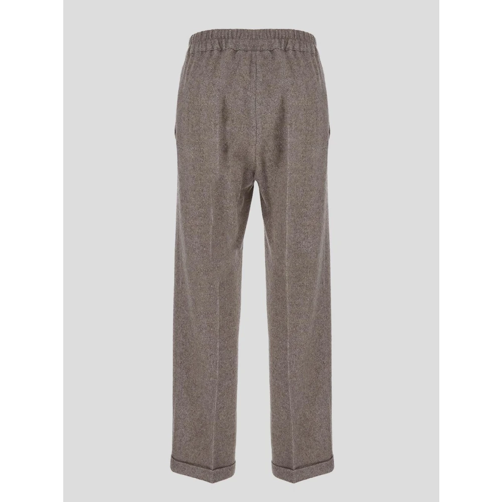 Gentryportofino Melange Virgin Wool Straight Trousers Brown Dames
