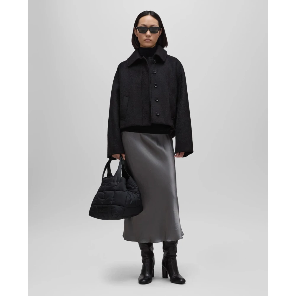 Aspesi Faux Fur Jersey Jas Black Dames
