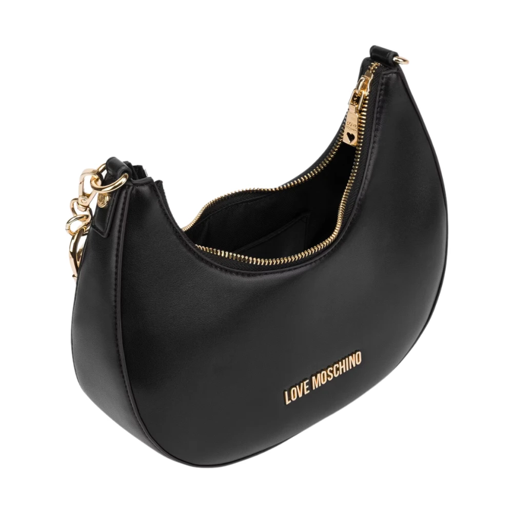 Love Moschino Zwarte Jewel Hobo Tas met Gouden Accenten Black Dames