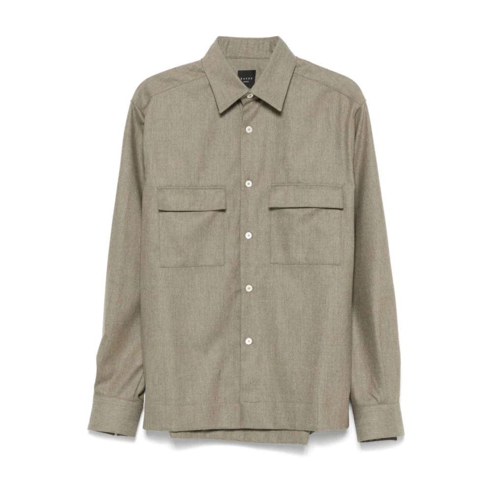 Xacus Salie Groene Wollen Overhemd Gray Heren