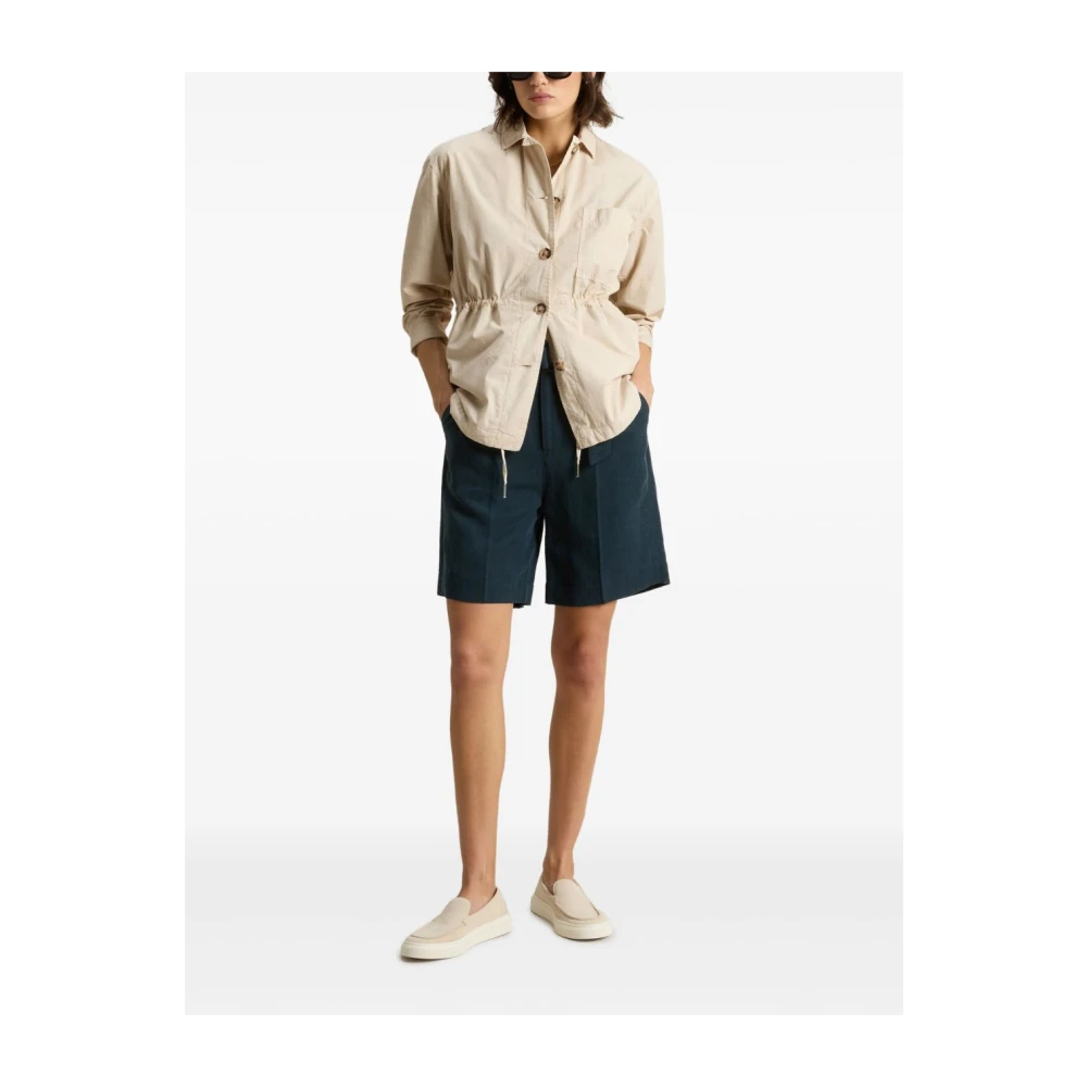 Woolrich Beige Knoopjas met Elastische Tailleband Beige Dames