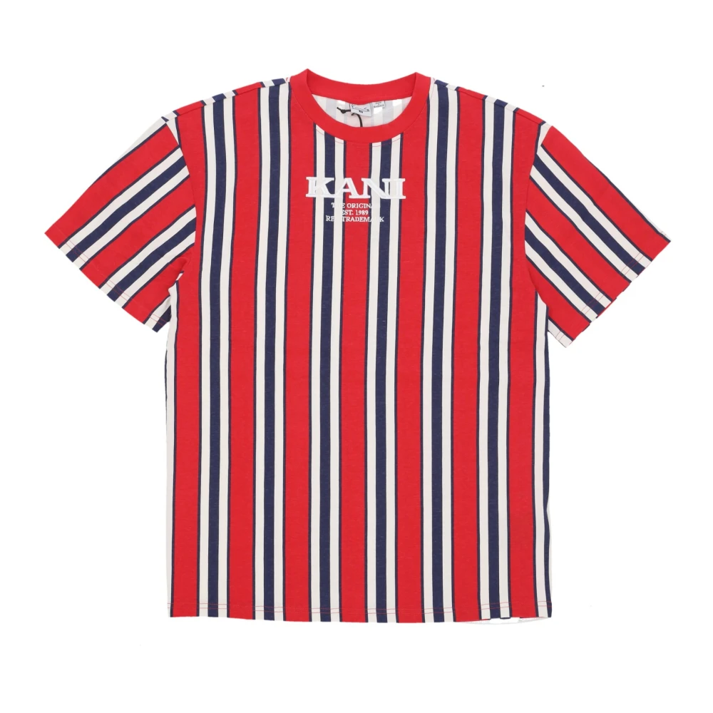 Karl Kani Retro Gestreept T-shirt Rood Blauw Off White Multicolor Heren
