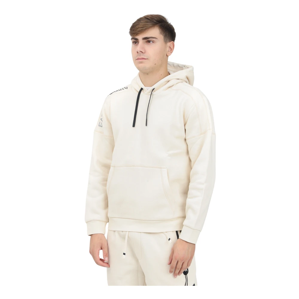 Emporio Armani EA7 Sportieve witte hoodie trui Beige Heren