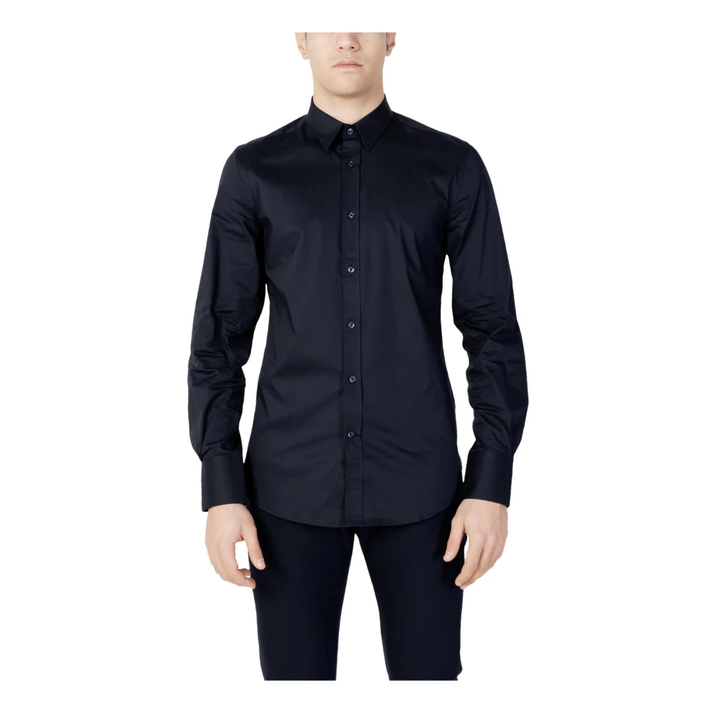 Antony Morato Mænd Blå Skjorte, Herre,, Bomuld, Slim Fit Langærmet Skjorte Medium