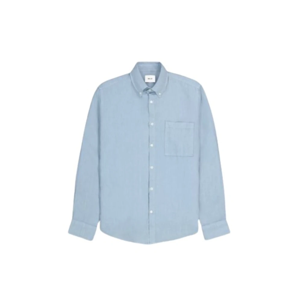 Nn07 Casual linnen overhemd Blue Heren