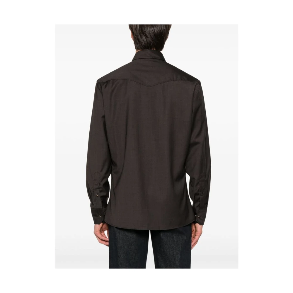 BRUNELLO CUCINELLI Grijze Overhemd met Drukknopen Gray Heren