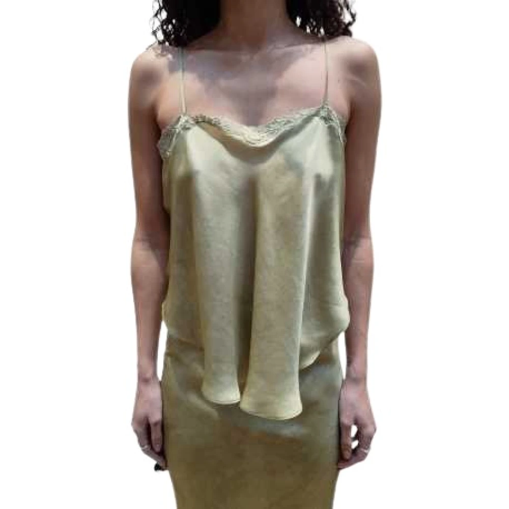 Mes Demoiselles Zijde Kant Olijfgroene Top Orlane Beige Dames