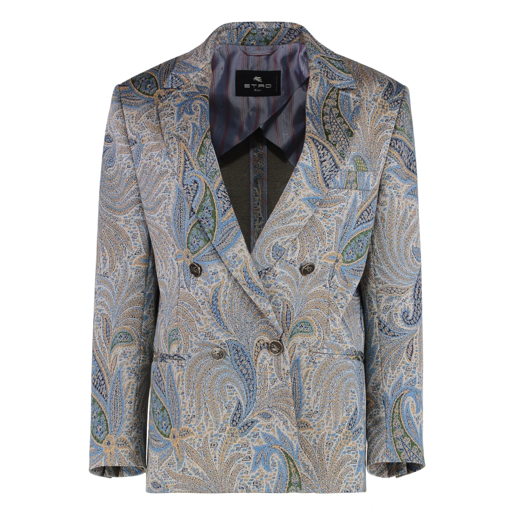 ETRO Paisley Revers Double-breasted Jas Multicolor Dames