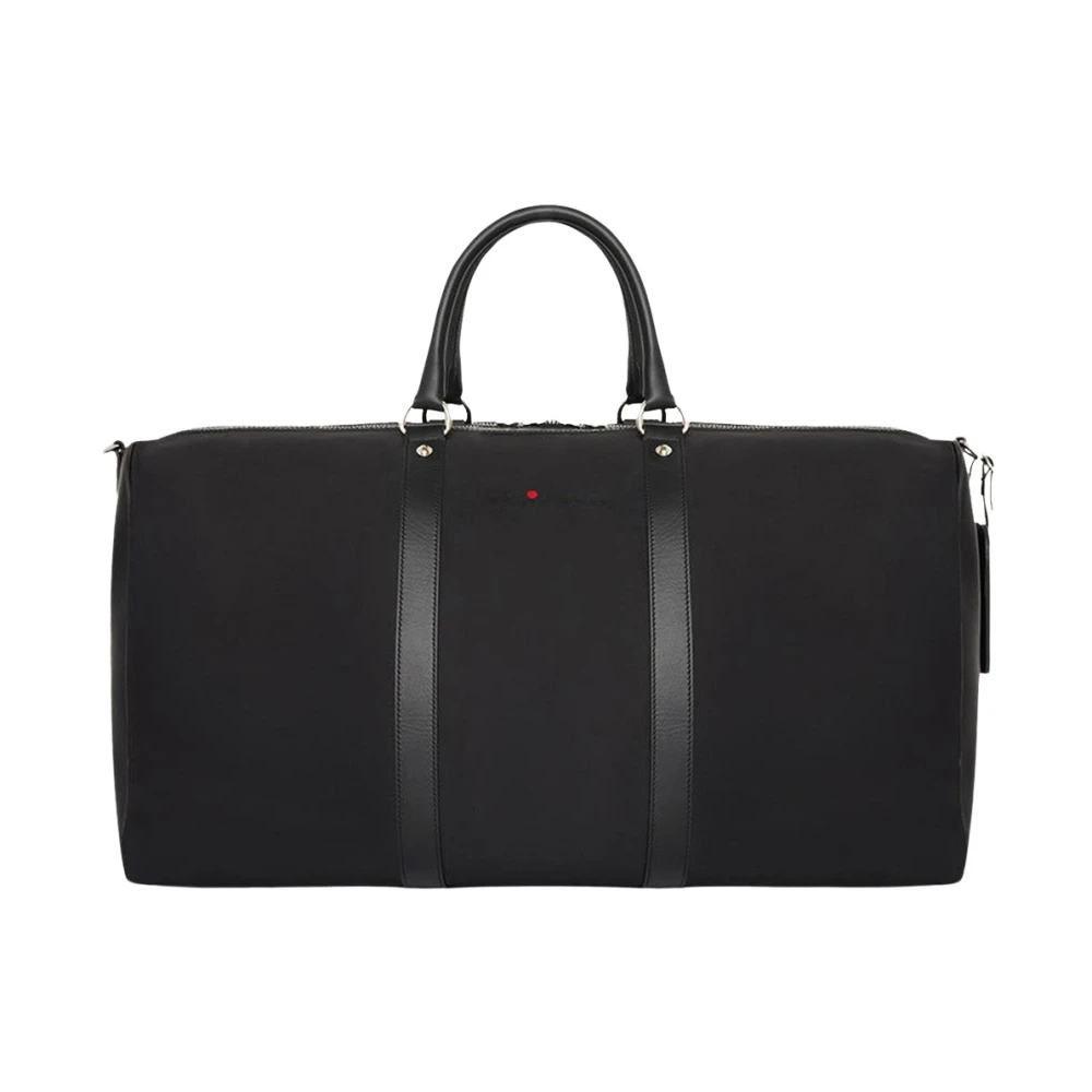 Kiton Leren Gym Duffle Tas Black Heren