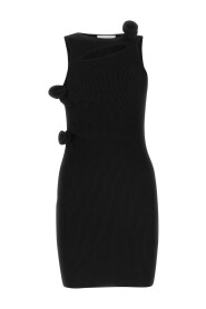 Schwarzes Dehnungsviskose -Mischungsmini -Kleid