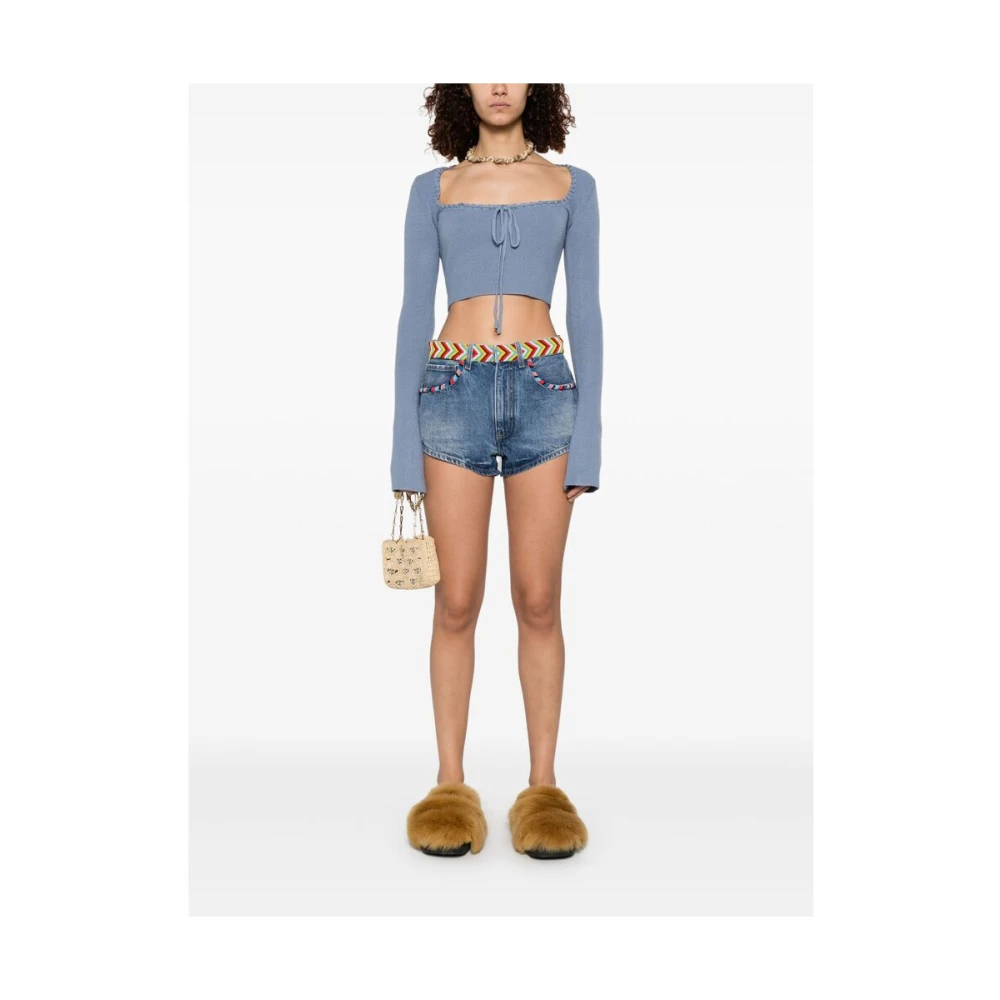 Alanui Indigo Blauwe Kralen Denim Jeans Blue Dames