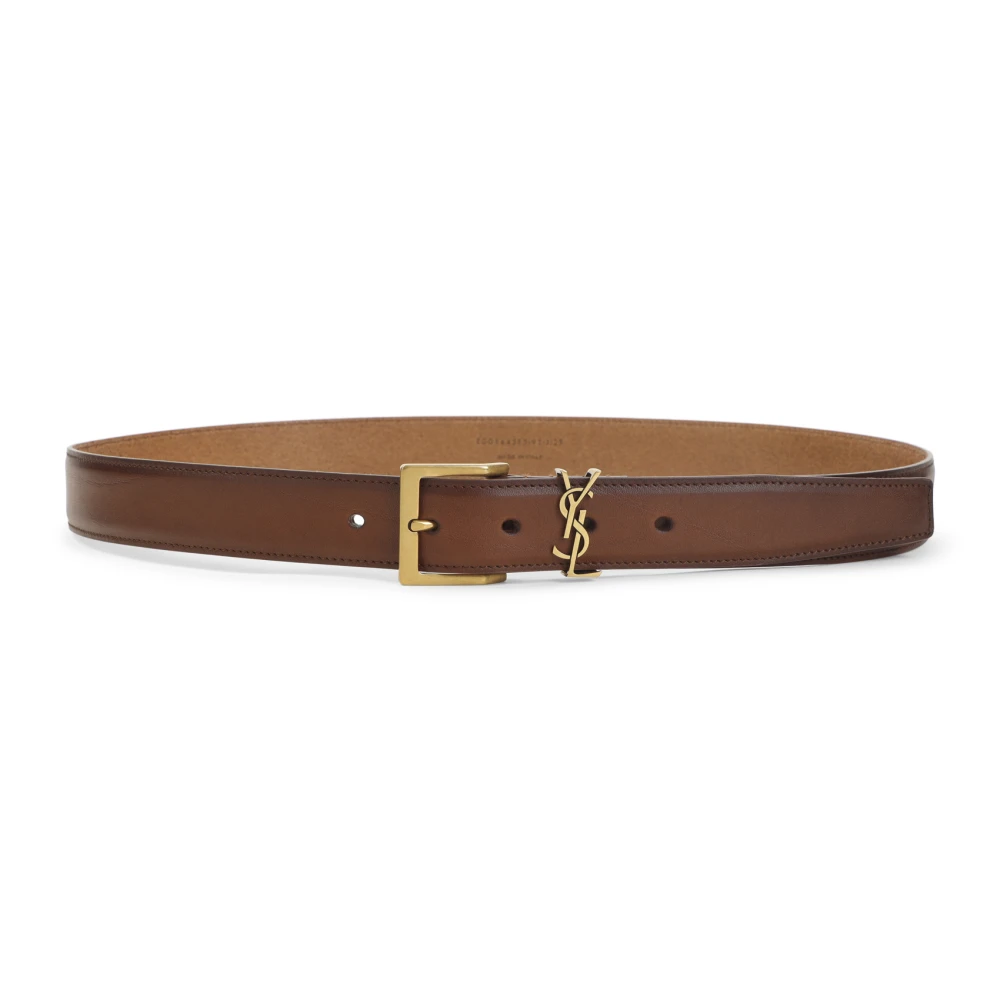 Saint Laurent Men's Brown Leather Belt - Belts - 90 Cm - Accessories