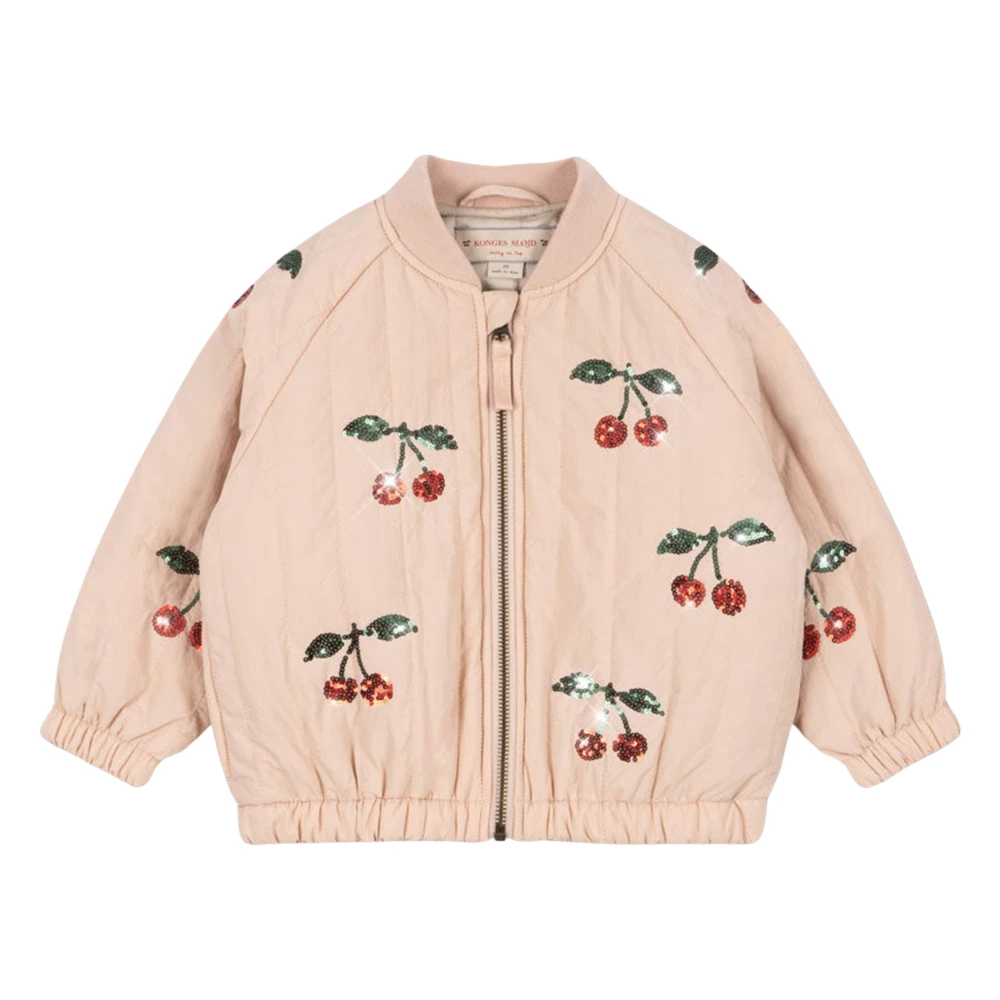 Konges Sløjd Juno Sequin Bomber Jacket - Unisex - Light Jackets - Pink - 9 Y - Kids