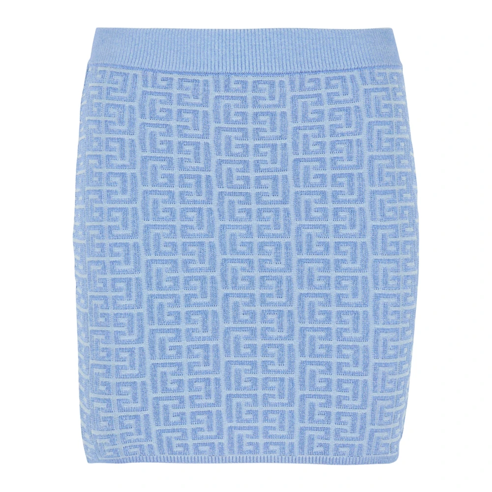 Balmain Korte PB Labyrint gebreide rok Blue Dames