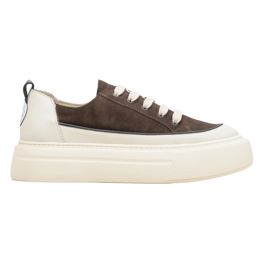 Estro Low Top Leren & Suède Sneakers Dames Schoenen Bruin