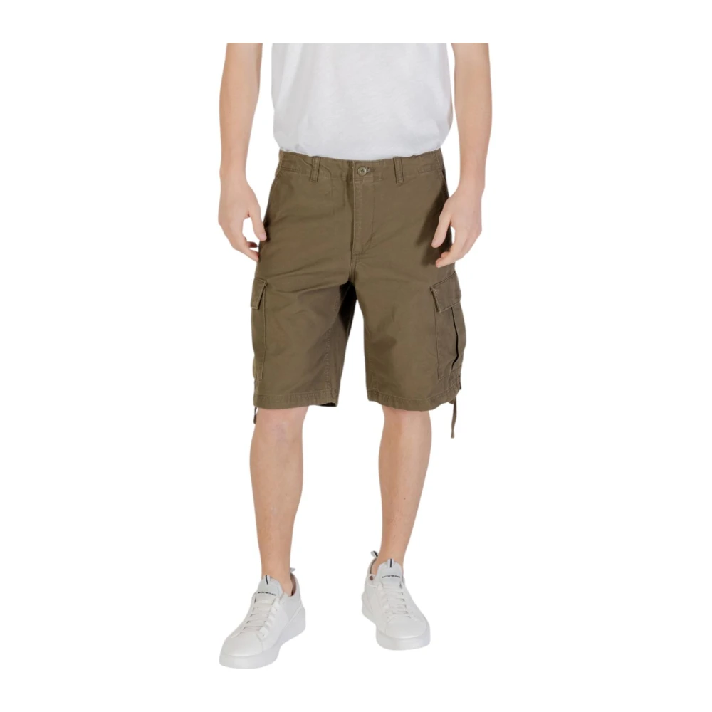 Jack & Jones Men's Green Cotton Shorts With Zip Fastening