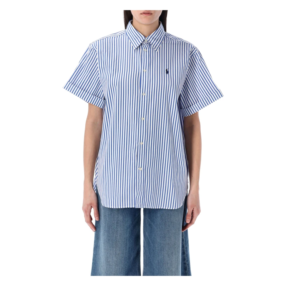 Ralph Lauren Gestreept Shirt met Korte Mouwen Blue Dames