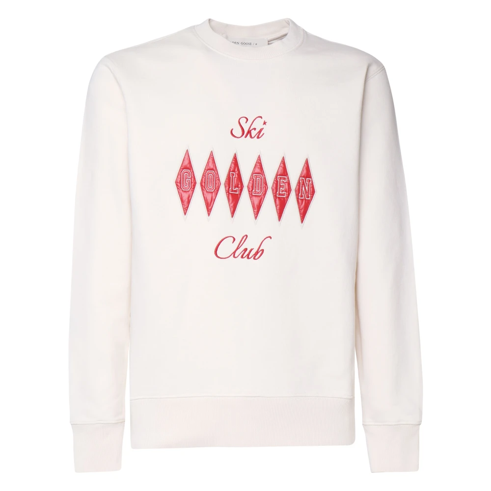 Golden Goose Witte katoenen sweater met contrasterende print White Heren
